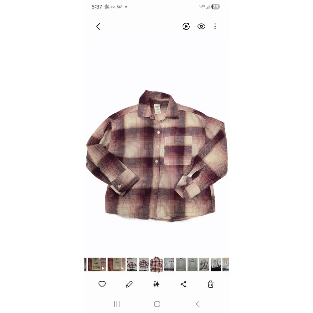 OshKosh Girls 4 Soft Pink Plaid‎ Flanel Button Up 100% Cotton Layer Jacket Warm